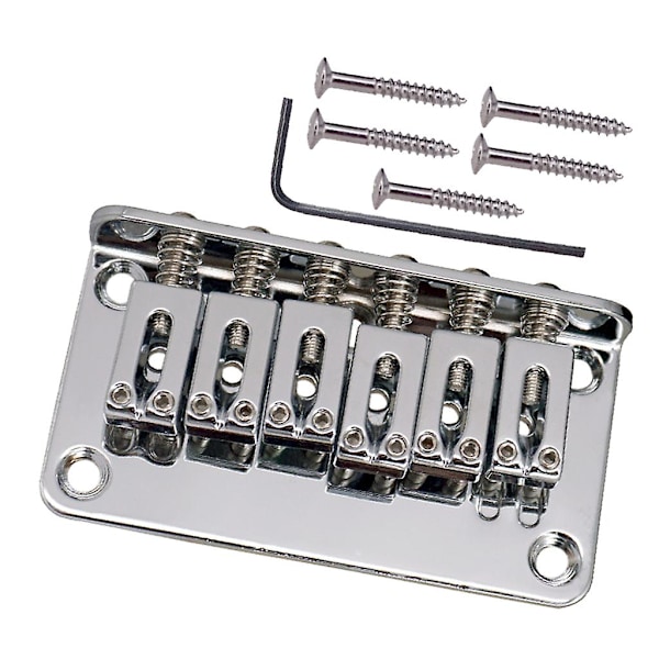 6 Strengers Gitar Rulle Saddle Bridge Tailpiece for Elektrisk Gitar Sølv