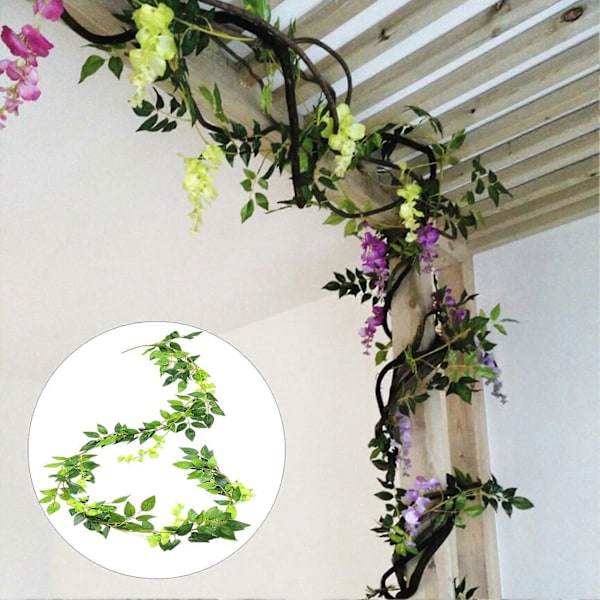 200CM Keinotekoinen Wisteria Kukka Seppele Riippuva Tekoköynnös Kiipeilevä Kukka Vihreä Roikkuva Muratti Koriste Red