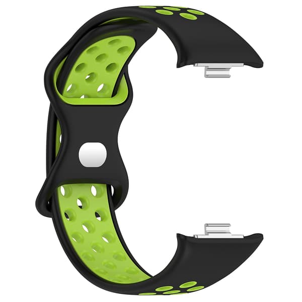 Sort Grøn Sort Grøn Dobbeltfarvet Perforeret Silikonerem kompatibel med Redmi Watch 4