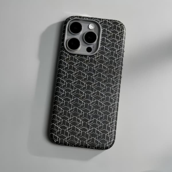 Etui til iPhone 16 Pro Max Sort (magnetisk) Geometrisk farvet ternet læder Magnetisk trepak