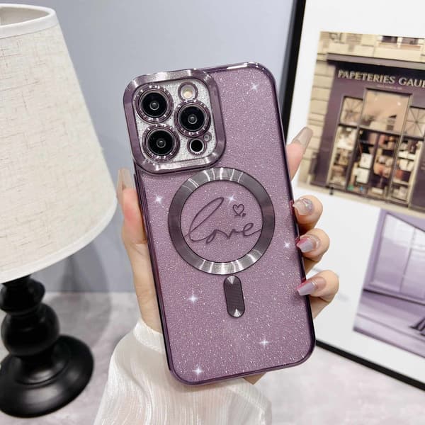 Kotelo iPhone 15 E Glitter Magnetic Dark Purple Noz35381