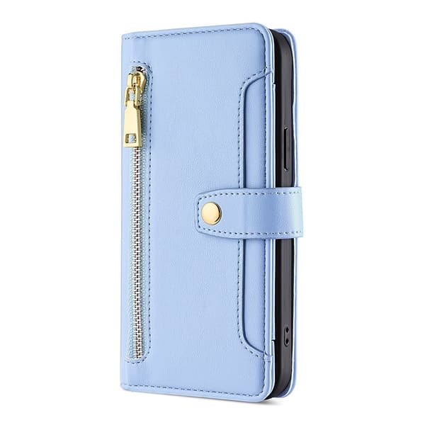 Fodral för iPhone 14 Plus Blå (enkelt läderfodral) Flip Crossbody-rem