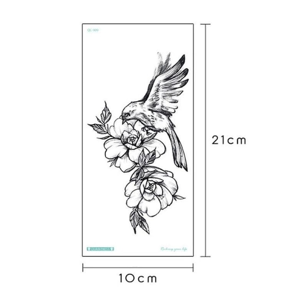 Temporary Tattoo Sticker - Flower Peony Rose Skisser Tatueringsdesigner QC903