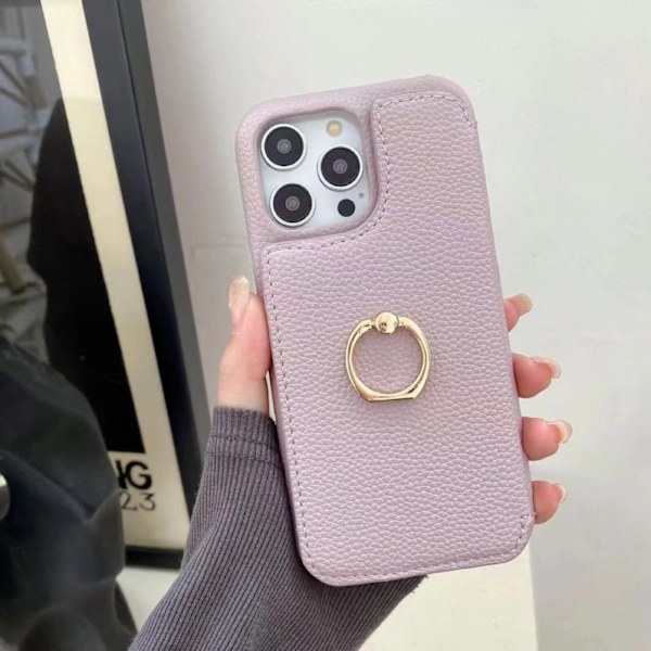 Etui til iPhone 13 Pro 20% foldbart skønhedsspejl lavendel Pebbled Wallet med kortholder Skønhedsspejl Crossbody-rem