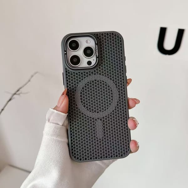Fodral för iPhone 16 Pro Max Frostat Magnetiskt Stativ Linsdetalj Ventilerad Noz31773