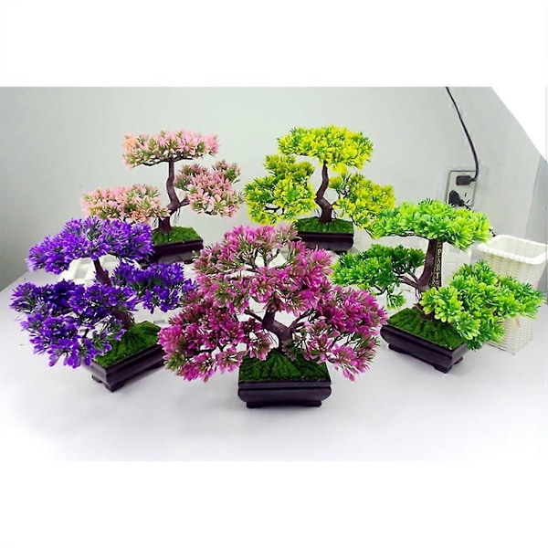 Konstgjord Gäst-Hälsande Tall Bonsai Mini Simuleringsväxt Heminredning (Rosa)