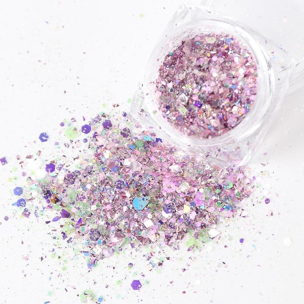 Nail Mermaid Glitter Flakes - Sparkly 3d Hexagon Colorful Paljetter Spangles DJ08