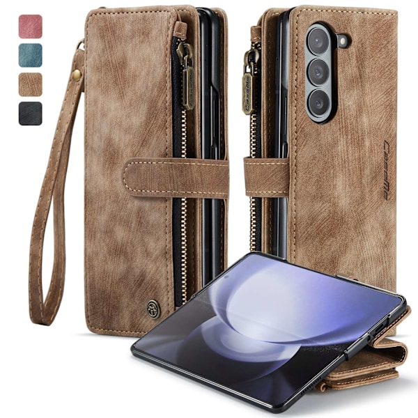 Etui til iPhone 14 Plus brun Flip Wallet med kortholder