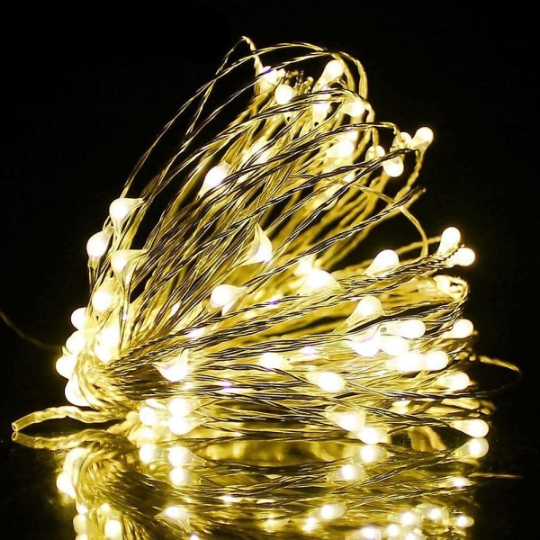 Soldriven 1/2/5/10/20 m- Fairy Copper Wire Led String Lights Warm White 20Meter 200LEDs