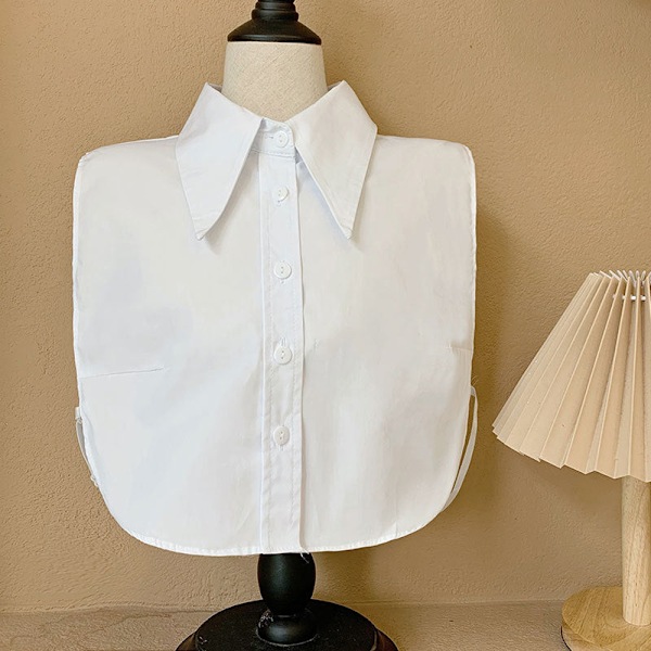 Dame falsk krage Avtakbar halv Ren Bomull Ensfarget Sh Short Round neck White (strapless)