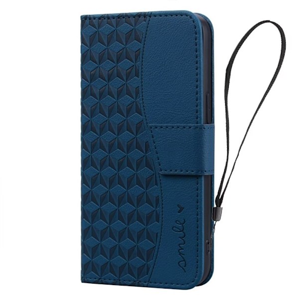 Etui til iPhone 13 Pro Max, blå business Diamond Flip Wallet med kortholder, magnetisk