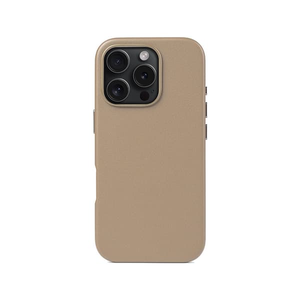 Fodral för iPhone 16 magnetisk + animation Taupe läder Magnetisk