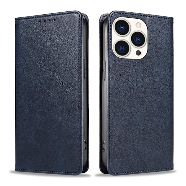 Kotelo iPhone 16pro max sininen vasikannahka magneettiläppä