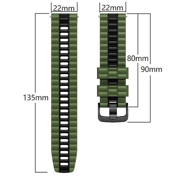 Grå Sort Grå Sort 22mm Silikone To Farvet Urrem