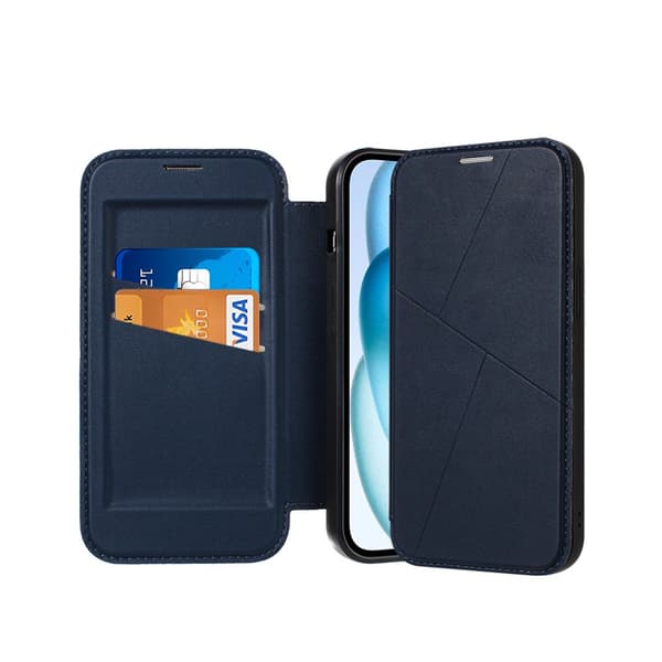 Etui til iPhone 13 Pro 6.1\" Midnatsblå Wallet med kortholder magnetisk flip