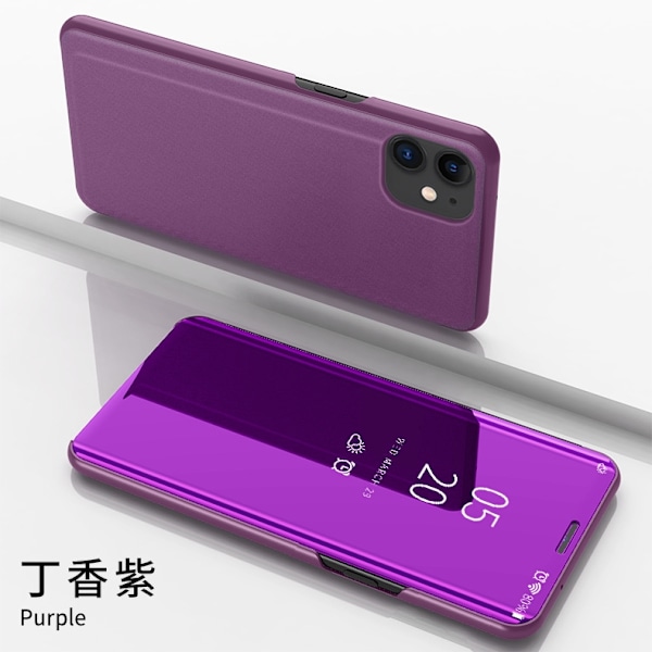 Fodral för iPhone 16plus Lila Elektroplätering spegel Flip