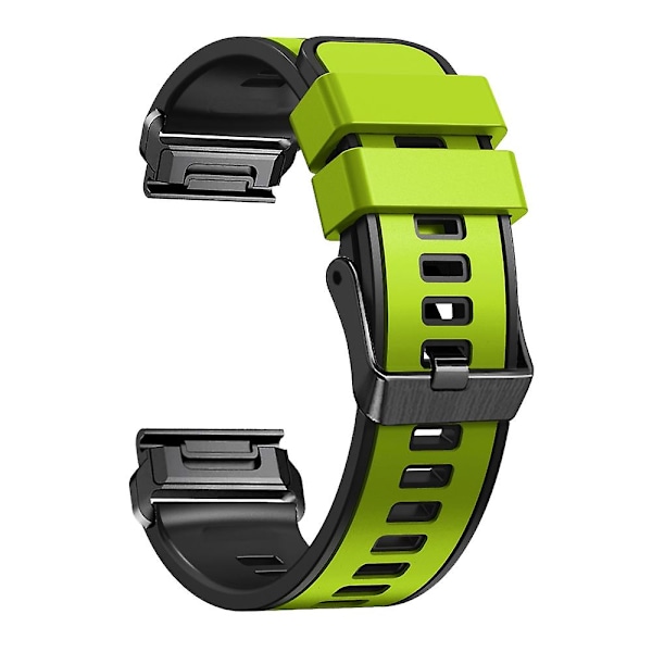 Lime Black Lime Black Tofarget Silikonklokkereim kompatibel med Garmin Fenix 7x