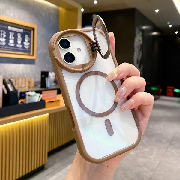 Fodral för iPhone 16Pro Ökenfärg Kreativa Flip Goggles Ställ Magnetisk Transparent