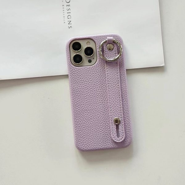 Fodral för iPhone 14 Plus Stativ Lädertextur Lila