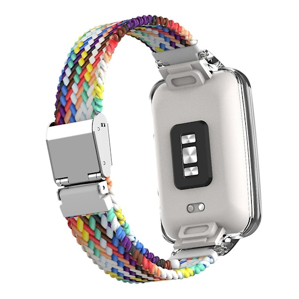 Regnbue Flettet Nylon Spænde Urrem kompatibel med Xiaomi Mi Band 7 Pro