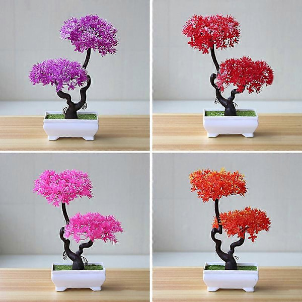 Kunstig Plante Livaktig Vedlikeholdsfri Plast Falsk Bonsai Tre Potteplante Ornament Hjem Hotell Hage Dekor Gave 2