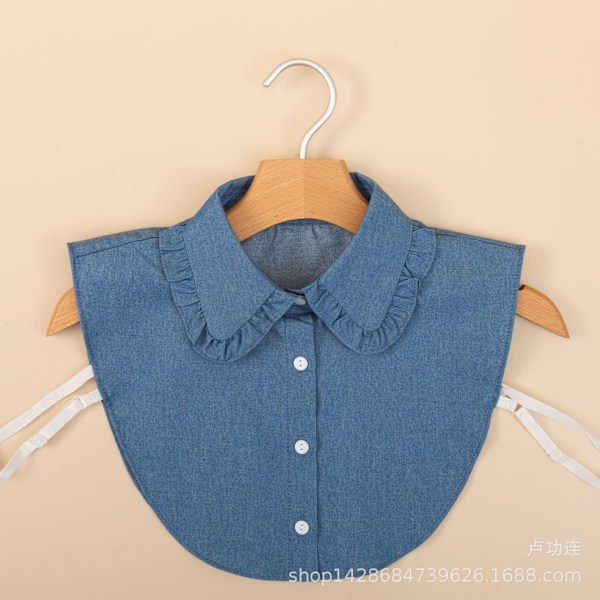 Dame falsk krage Avtakbar halv Avtakbar Vinter Bomull S No. 3 doll collar 3 denim blue