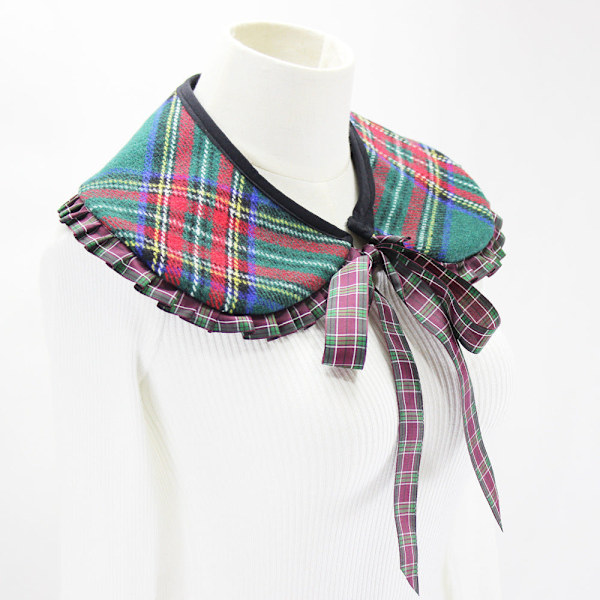 Dam Falsk Krage Avtagbar Halv Avtagbar Ullsjal De Red Plaid