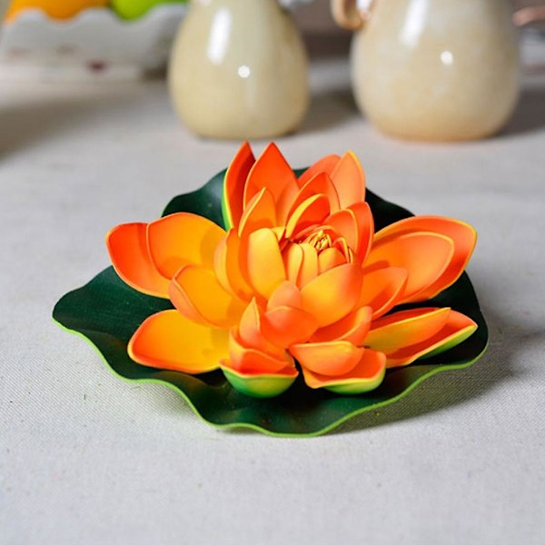 10cm Kunstig Lotusblomst Sceneopptreden Hage Hjem Fest Dekor Prop Orange