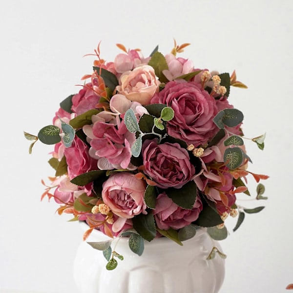 Simulert hortensia peon ball Kunstig Flora red