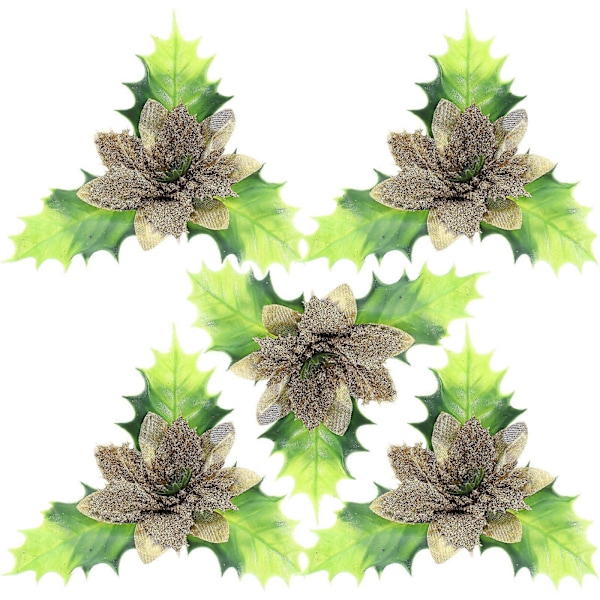5 stk. Juletræsblomster Simulationsblomster Juletræspynt DIY Falsk Blomst