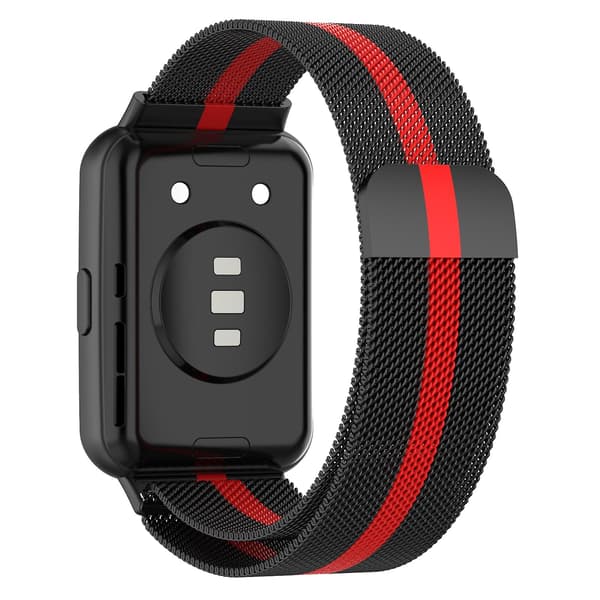 Sort Rød Sort Rød kompatibel med Huawei Watch Fit 2 Urrem i rustfrit stål