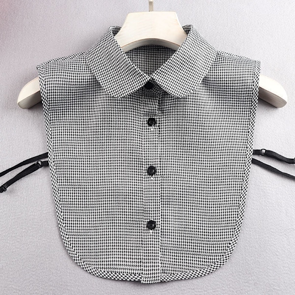 Dame falsk krave Forår, Efterår Vinterternet Stribet Skjorte Houndstooth round neck
