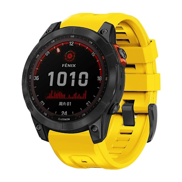 Gul Gul Silikonklokkereim kompatibel med Garmin Fenix 7x / 6x / 5x 26mm