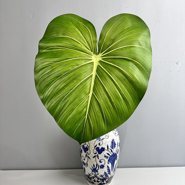 Stor Taktil Monstera Blad Kunstig Grøn Planteindretning i Maillard Farveskema Small Philodendron Small Deep Grain