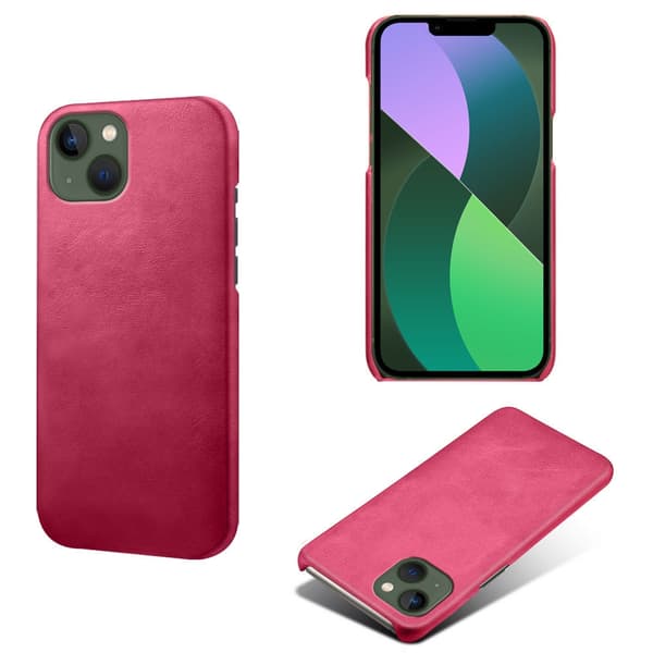 Etui til iPhone iPhone 15PRO Rose Rød lærtekstur Kalveskinn