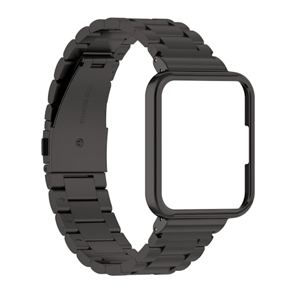 Sort sort metalrem med urkasse kompatibel med Xiaomi Redmi Watch2 Lite International Version