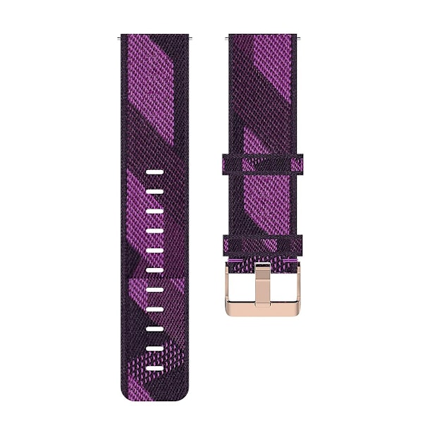 Lilla Lilla Stribet Vævet Nylon Urrem Kompatibel med Xiaomi Mi Watch Color, Garmin Vivoactive 4
