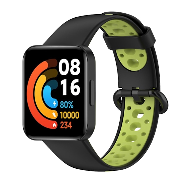 Svart Grønn Svart Grønn Tofarget Silikonreim kompatibel med Xiaomi Redmi Watch 2 Lite