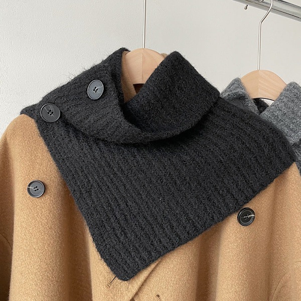 Dame falsk krage Avtakbart halvskjerf Vinter Koreansk stil Black (including wool) 30cm