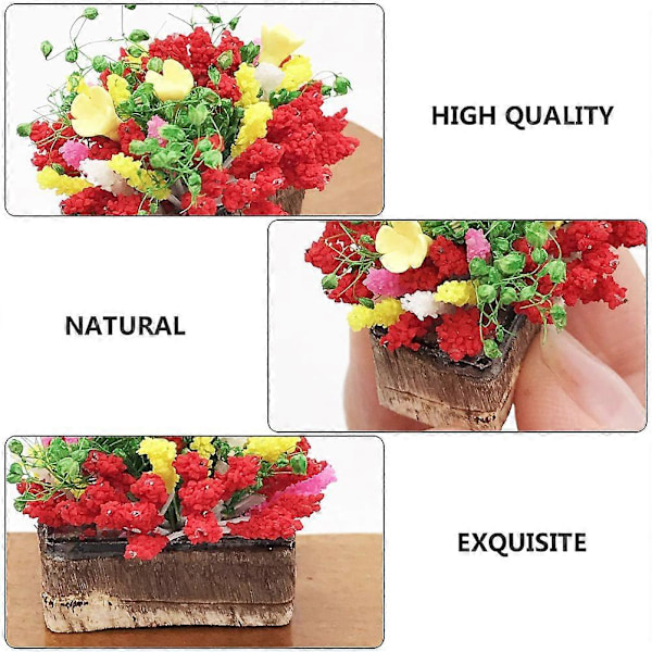3 stk. Mini Hus Blomsterdekor Mini Potteblomst Liten Falsk Grønt Ornament