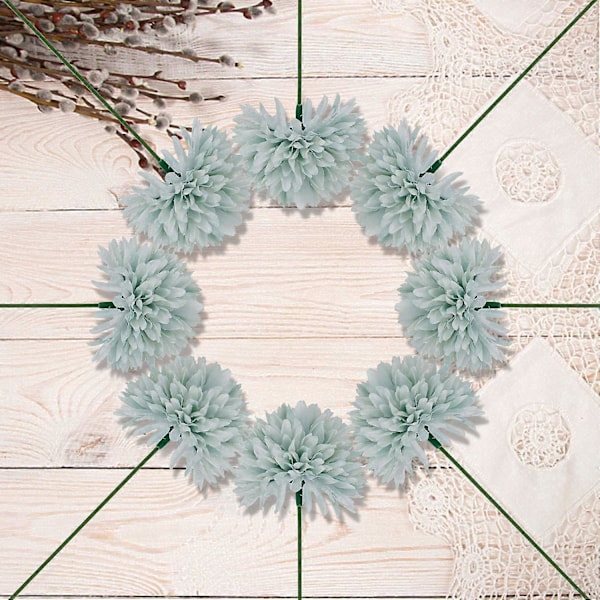 10 stk. Silkekrysantemum Ball Buketter Hortensia for Bryllup Blue