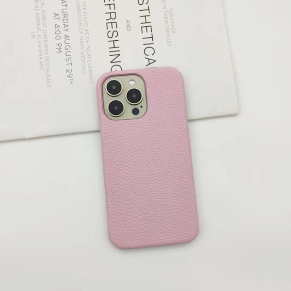 iPhone 14 -kotelo, vaaleanpunainen kivikuvioitu puolikas pakkaus