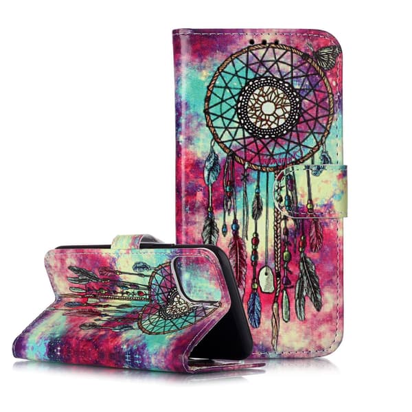 Etui til iPhone 13 MINI Sommerfugl Vindspil Marmor malet Tegnebog med Kortholder Flip