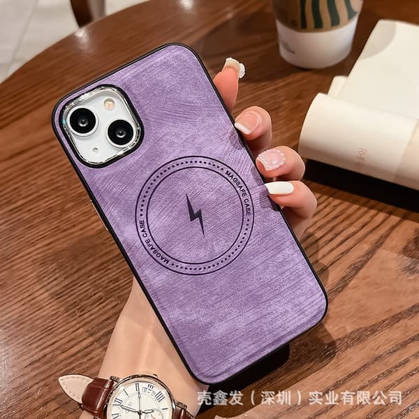 Etui til iPhone 13PRO Lilla Elektroplettering læder Magnetisk Trådløs opladning