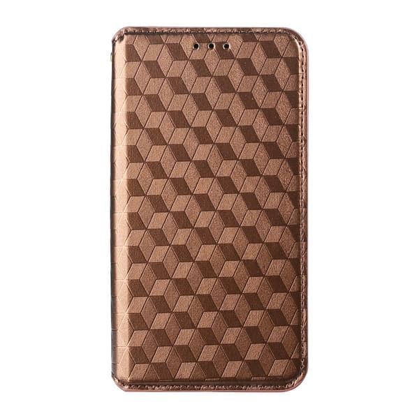Etui til iPhone 15 brun Diamantmønster Magnetisk Flip Wallet med Kortholder 3D-mønster