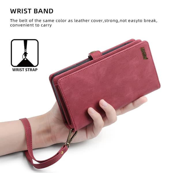 Etui til iPhone 14 Plus rød Flip Wallet med kortholder