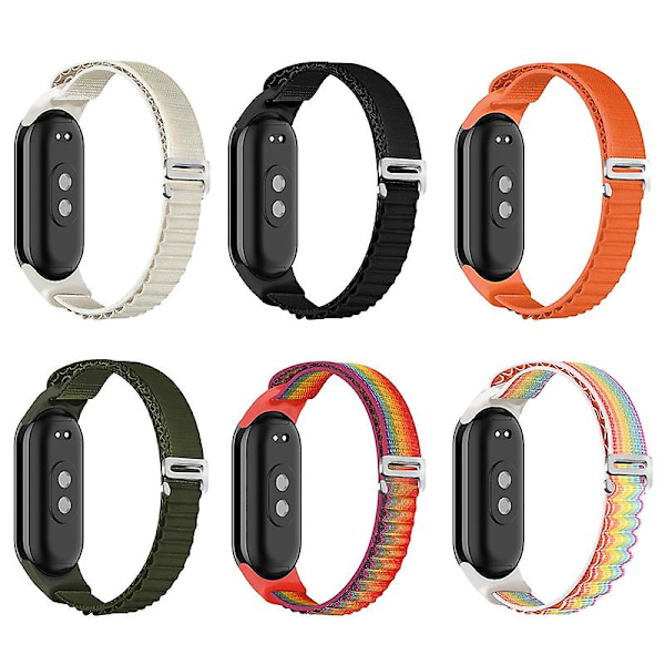 Regnbågsfärgad Loop Nylon Klockarmband kompatibelt med Xiaomi Mi Band 8