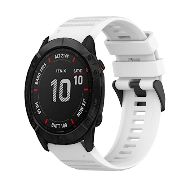 Vit Vit Silikon Armbandsrem kompatibel med Garmin Fenix 6x Sapphire
