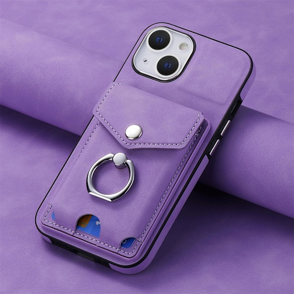 Etui til iPhone 15 Pro Max Lilla Højkvalitets galvanisering Soft-Touch kortholder ringstativ