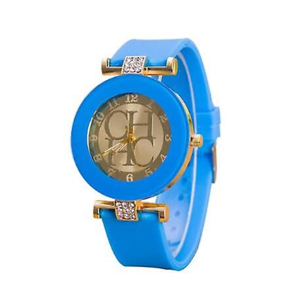 Mode Geneva Casual Quartz Silikonklockor Watch för män och kvinnor light blue